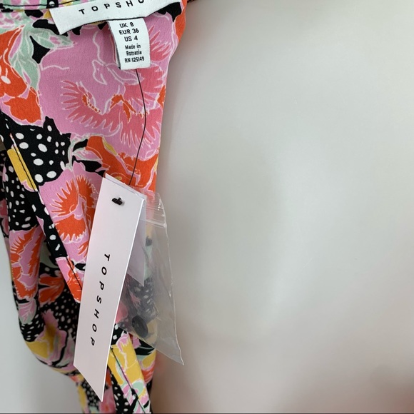 Topshop Multicolor Puff Sleeve Floral Midi Dress - Picture 6 of 16